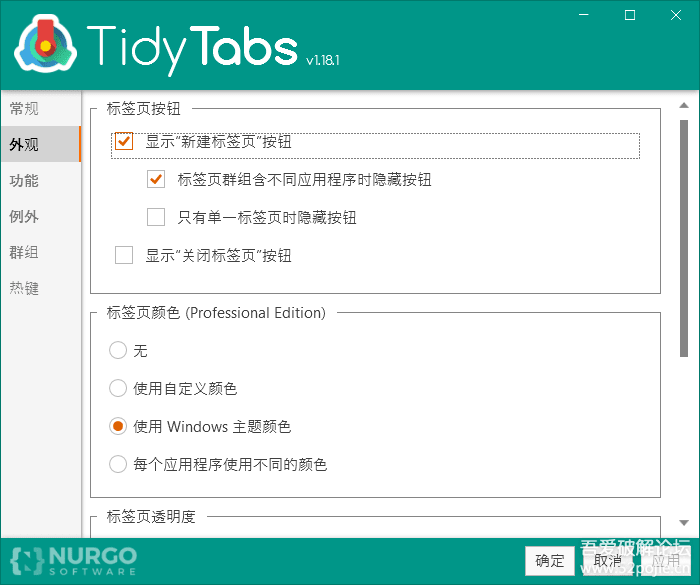 TidyTabs特别版中文激活注册 电脑窗口标签化管理工具 v1.22