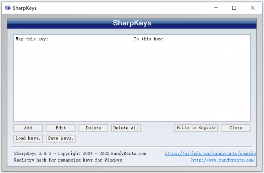 键盘按键修改工具Sharpkeys最新版 键盘改键位软件 v3.9.4