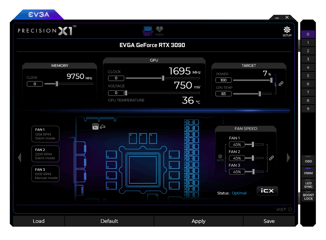 EVGA Precision X1 中文版汉化 内存GPU显卡超频工具 v1.3.7.0