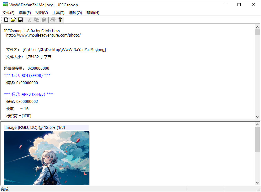 JPEGsnoop汉化版中文 P图鉴定工具 图像解码分析是否被修改 v1.8.0a