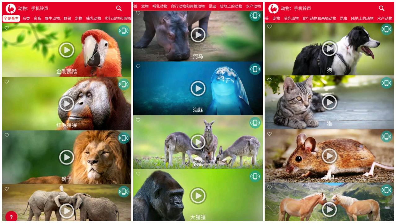 老趣网 - 动物：手机铃声APP 去广告版 安卓版手机动物来电铃声 v18.1