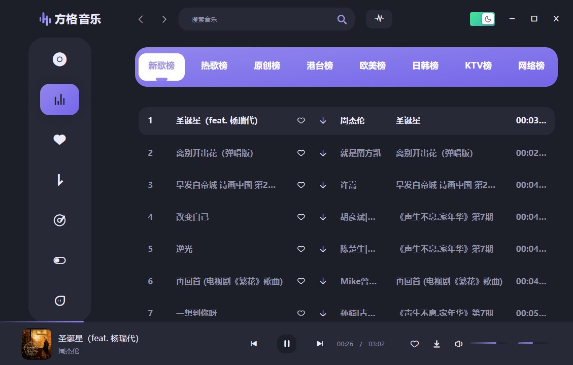 方格音乐电脑版 免费听歌软件fonger方格音乐去广告版绿色纯净版 v1.6.3