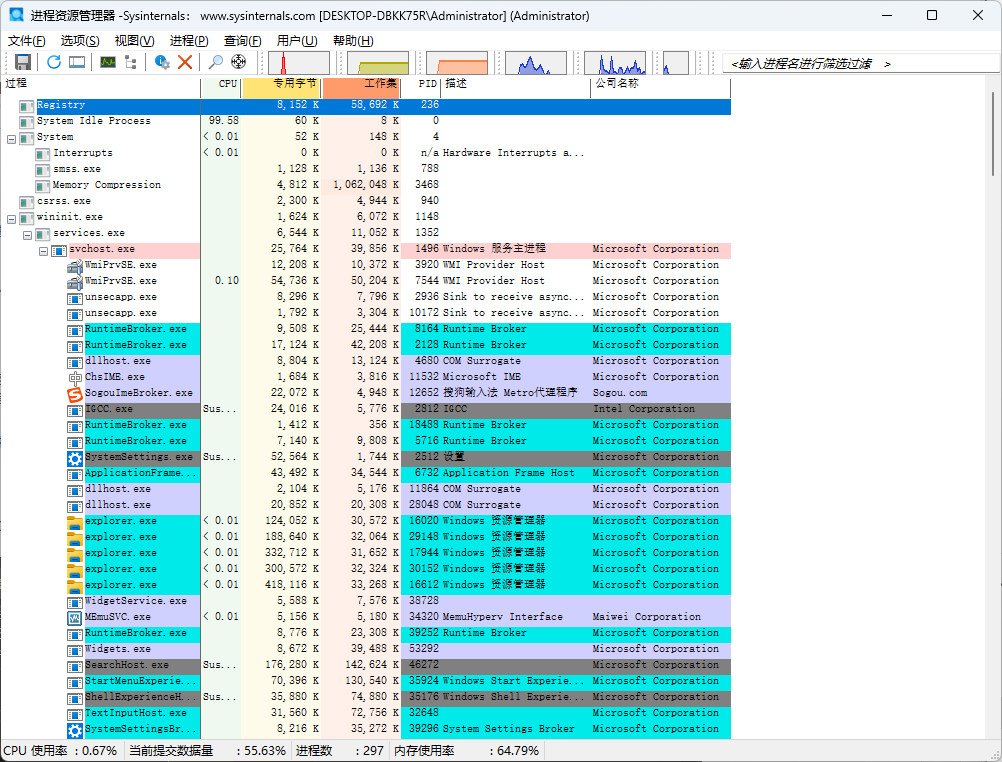 进程资源管理器 Process Explorer中文汉化版 电脑详细进程查看 v17.05