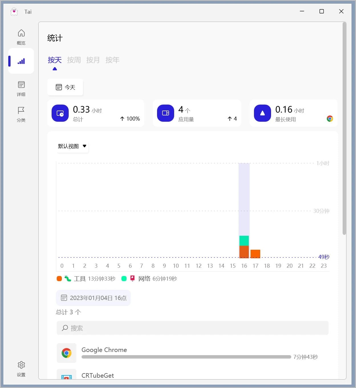 歪否网 - Tai 中文绿色版 开源免费 软件使用时间记录工具 v1.5.0.6