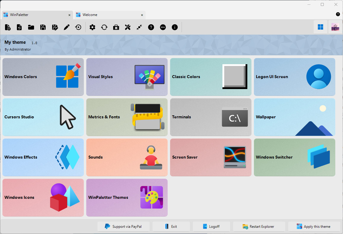 WinPaletter绿色版 GitHub开源 Win桌面调色 系统美化工具 v1.0.9.3
