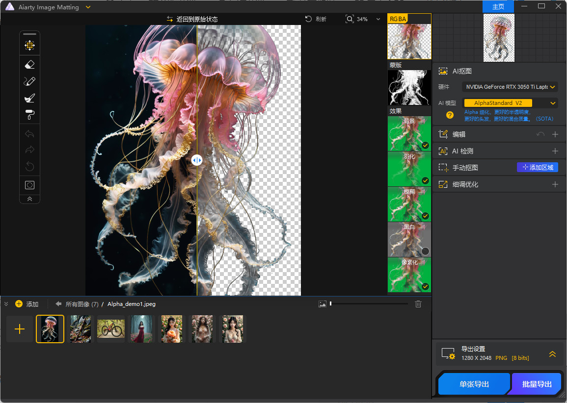 Aiarty Image Matting 中文绿色特别版 AI智能抠图工具 v2.1