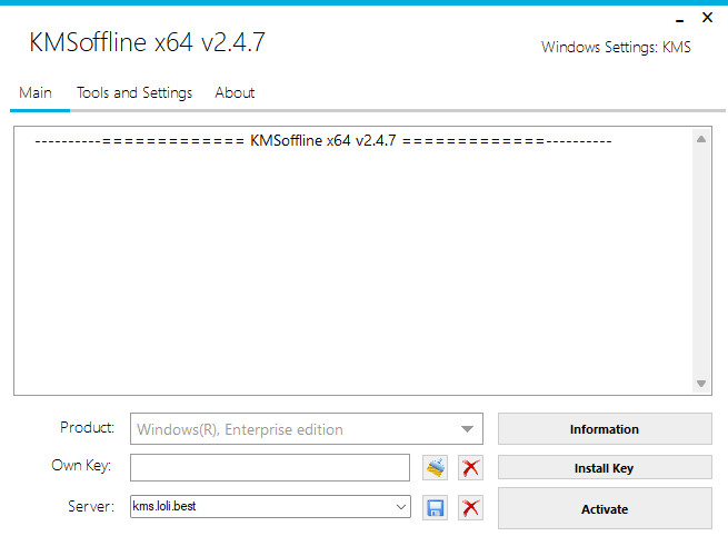 KMSOffline 绿色版 Windows和Office产品 离线激活工具 v2.4.7