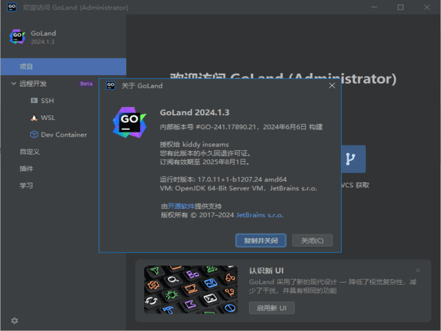 JetBrains GoLand 中文特别版 Go语言集成开发环境 2024.2